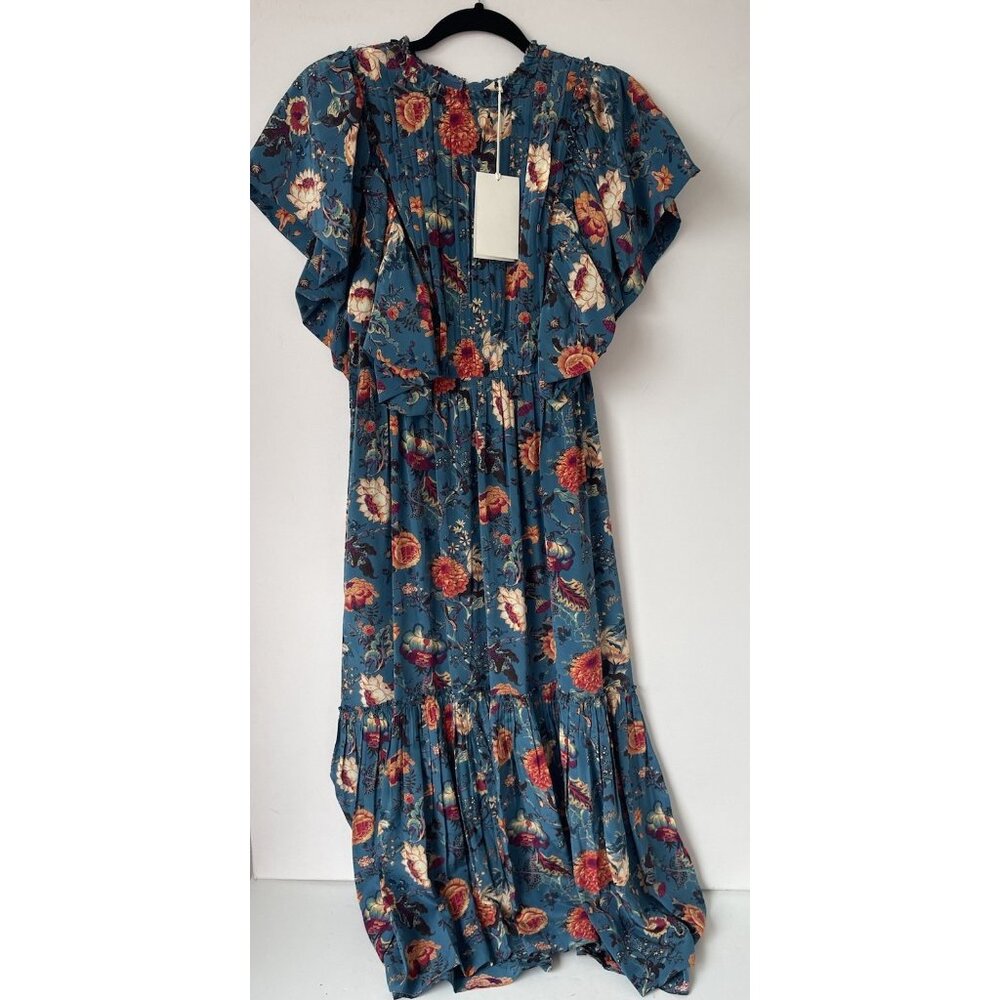 Ulla Johnson Ilaria Silk Dress Bluette Floral PF240130 NWT Size 0 Maxi Boho Tier - Picture 7 of 10